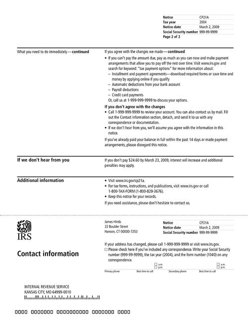 irs notice cp21a